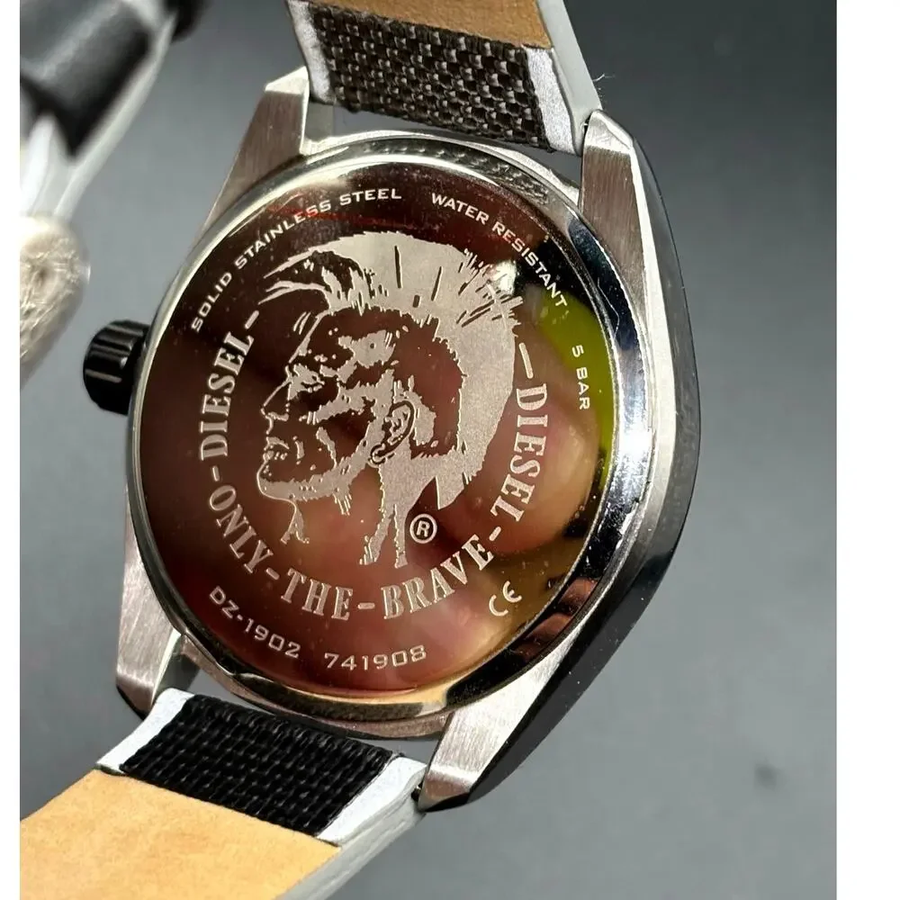 Diesel MS9 DZ1902 44mm Iridescent Black Nylon Strap Men’s Watch NIB
